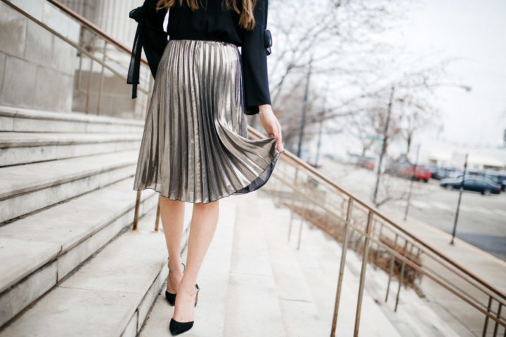 One Item You Need To Get Through Winter -  The Metallic Midi Skirt